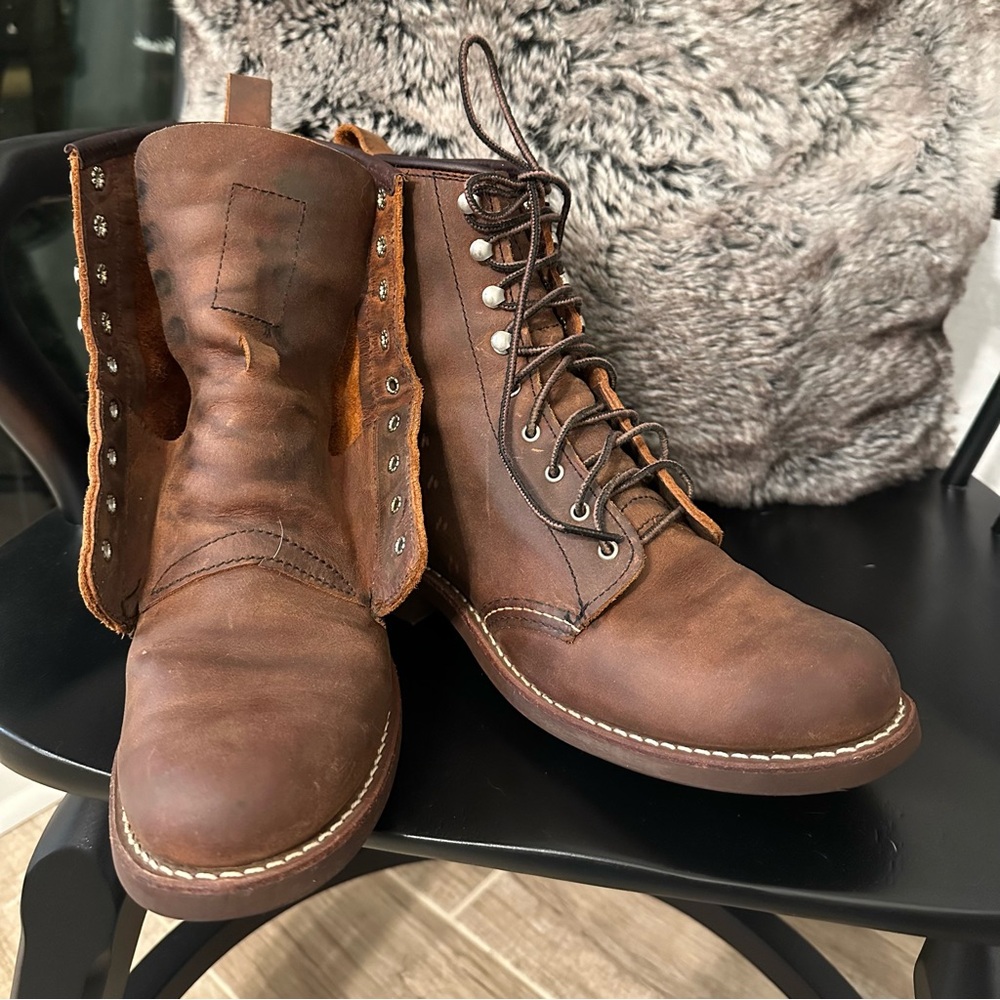 Red Wing Shoes Brown Lace Up Boots - Picture 8 of 11